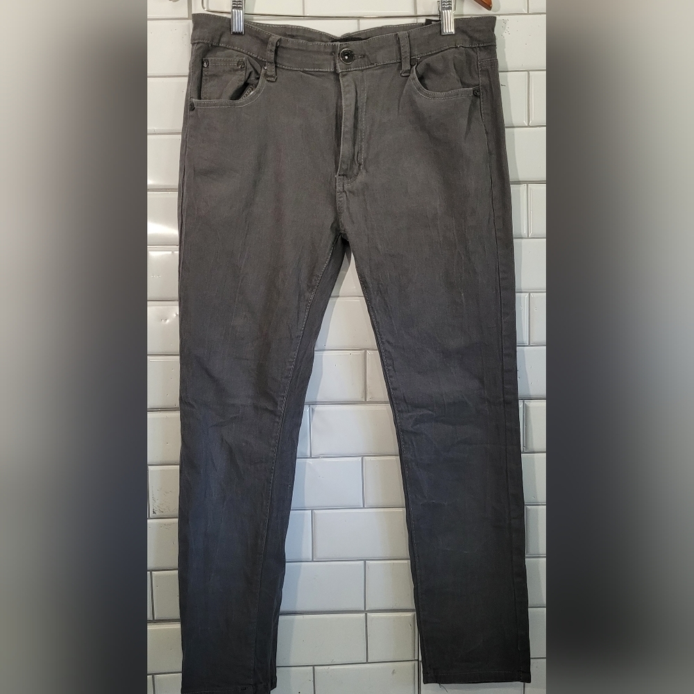 Reset Mens Gray Cotton Casual Pants Straight Leg Cotton Spandex Fabric Size 38x3